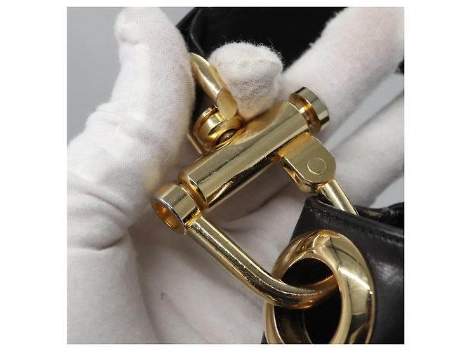 Céline Borsa a Spalla CELINE in Pelle Nera Oro Auth EC517 Nero D'oro - vista 14