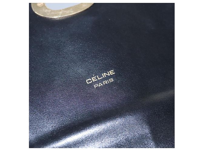 Céline Borsa a Spalla CELINE in Pelle Nera Oro Auth EC517 Nero D'oro - vista 16