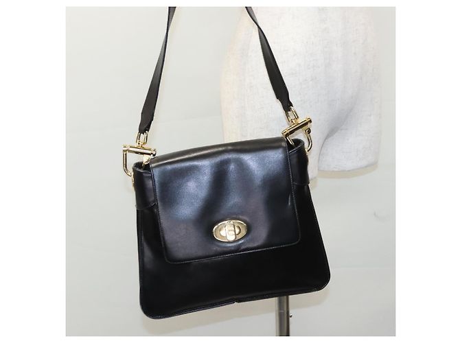 Céline Borsa a Spalla CELINE in Pelle Nera Oro Auth EC517 Nero D'oro - vista 23