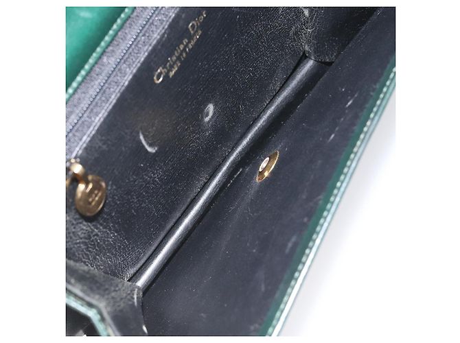 Handtasche aus grünem Leder mit Gold Christian Dior Auth BA732 Golden - Ansicht 17