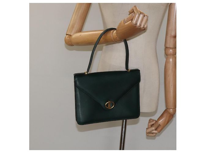 Handtasche aus grünem Leder mit Gold Christian Dior Auth BA732 Golden - Ansicht 21