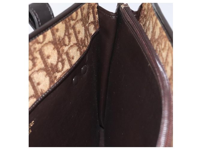 Borsa a mano in tela Trotter Christian Dior marrone Auth EC646 - vista 18