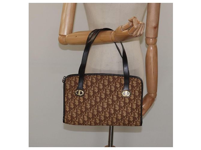 Borsa a mano in tela Trotter Christian Dior marrone Auth EC646 - vista 22