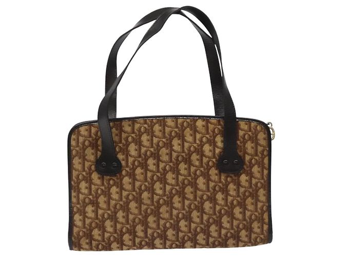Borsa a mano in tela Trotter Christian Dior marrone Auth EC646 - vista 3