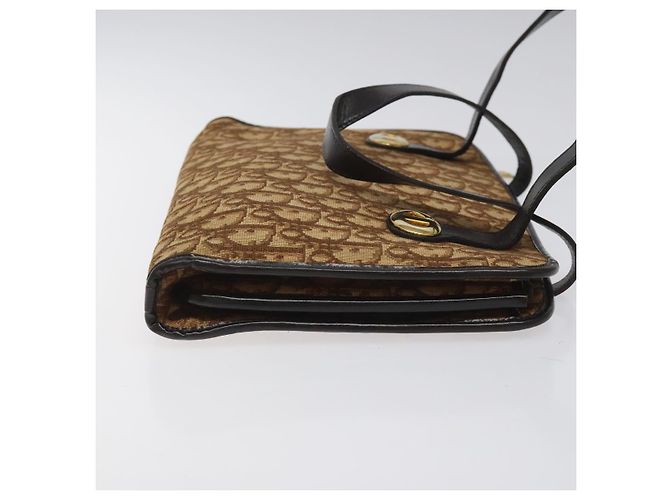 Borsa a mano in tela Trotter Christian Dior marrone Auth EC646 - vista 4