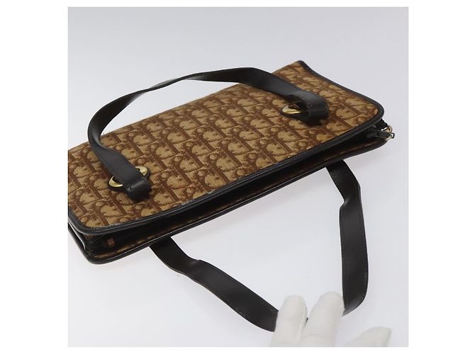 Borsa a mano in tela Trotter Christian Dior marrone Auth EC646 - vista 6