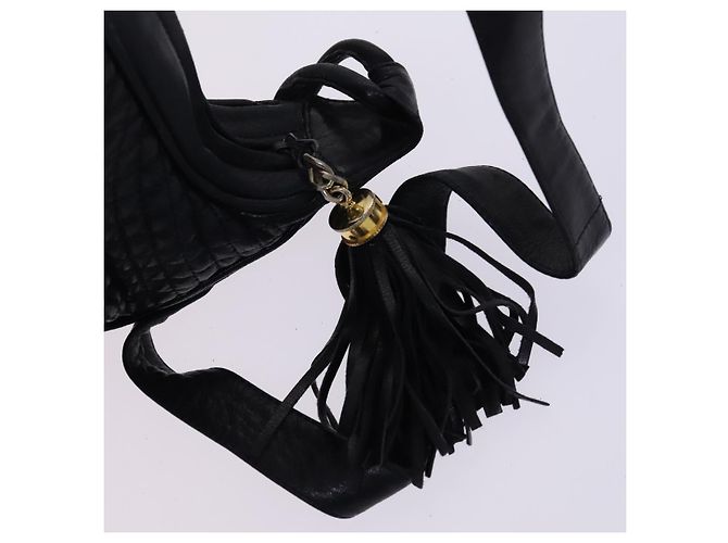 BALLY Borsa a Spalla in Pelle Nera e Oro Auth EC277 Nero D'oro - vista 14