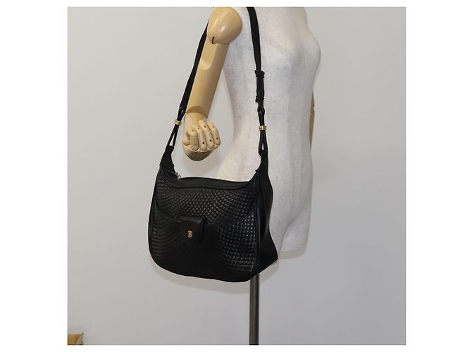 BALLY Borsa a Spalla in Pelle Nera e Oro Auth EC277 Nero D'oro - vista 23