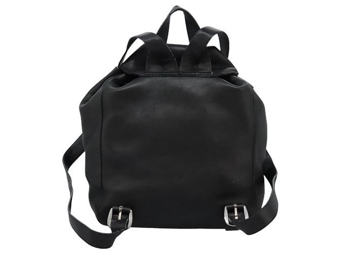 Zaino in pelle nera e argento Gancini di Salvatore Ferragamo Auth EC696 Nero - vista 3
