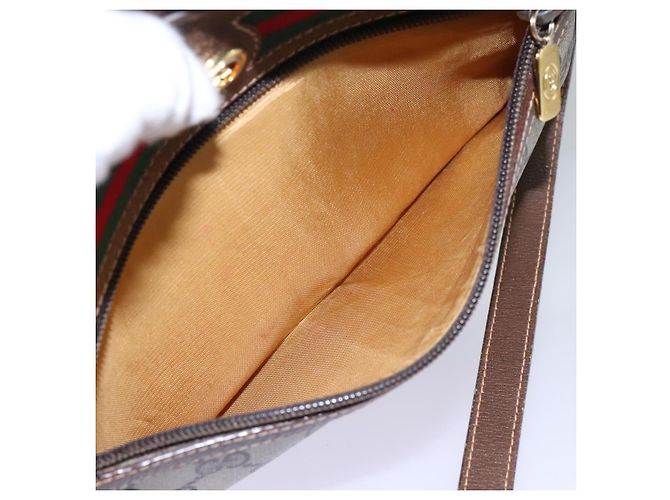 GUCCI GG Supreme Web Sherry Line Borsa a Spalla PVC Beige 56 02 087 Auth BD868 D'oro - Ansicht 17