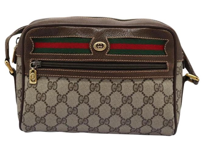 GUCCI GG Supreme Web Sherry Line Borsa a Spalla PVC Beige 56 02 087 Auth BD868 D'oro - Ansicht 2