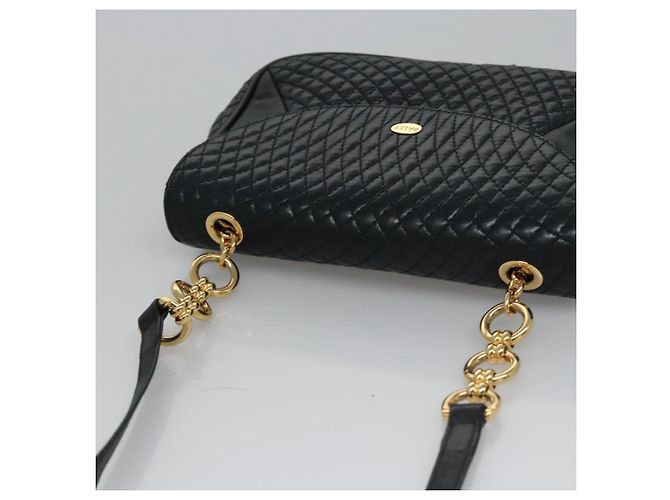 Borsa a Spalla BALLY in Pelle Blu Navy Oro Auth EC776 D'oro - vista 6