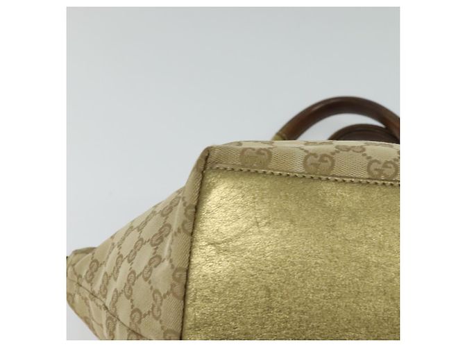 Borsa a mano GUCCI GG Canvas Sherry Line Beige Oro rosa 131228 Auth ac3698 D'oro - vista 10