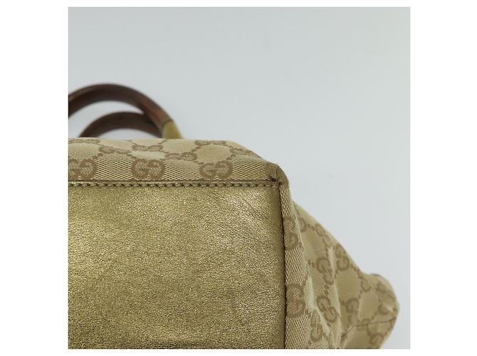 Borsa a mano GUCCI GG Canvas Sherry Line Beige Oro rosa 131228 Auth ac3698 D'oro - vista 11