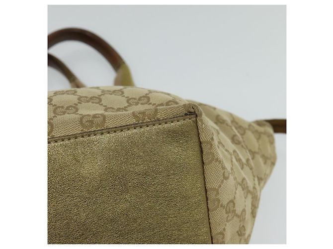 Borsa a mano GUCCI GG Canvas Sherry Line Beige Oro rosa 131228 Auth ac3698 D'oro - vista 13