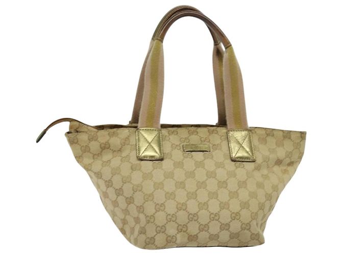 Borsa a mano GUCCI GG Canvas Sherry Line Beige Oro rosa 131228 Auth ac3698 D'oro - vista 2