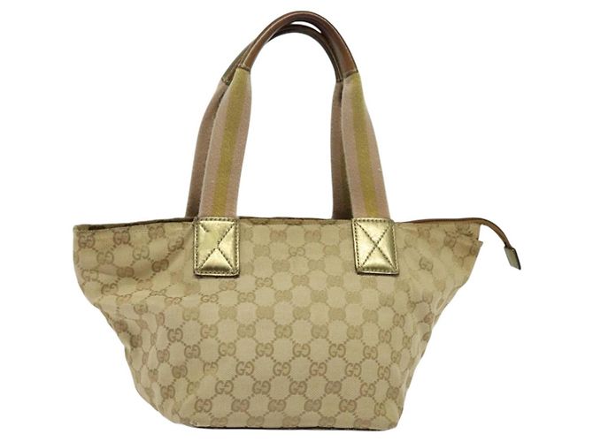 Borsa a mano GUCCI GG Canvas Sherry Line Beige Oro rosa 131228 Auth ac3698 D'oro - vista 3