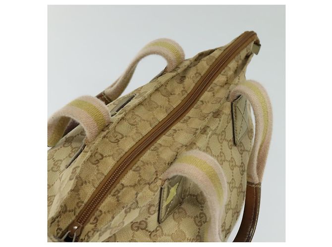 Borsa a mano GUCCI GG Canvas Sherry Line Beige Oro rosa 131228 Auth ac3698 D'oro - vista 6