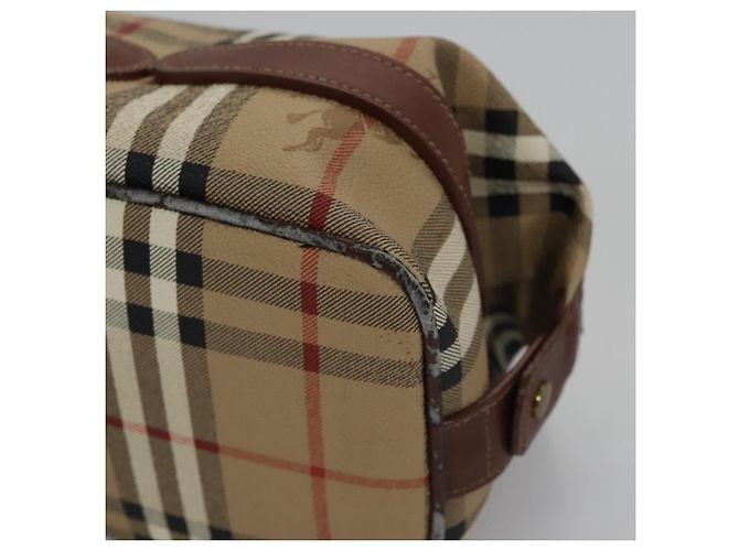 Autre Marque Borsa a mano in PVC pelle beige Burberrys Nova Check Auth BD815 - vista 14
