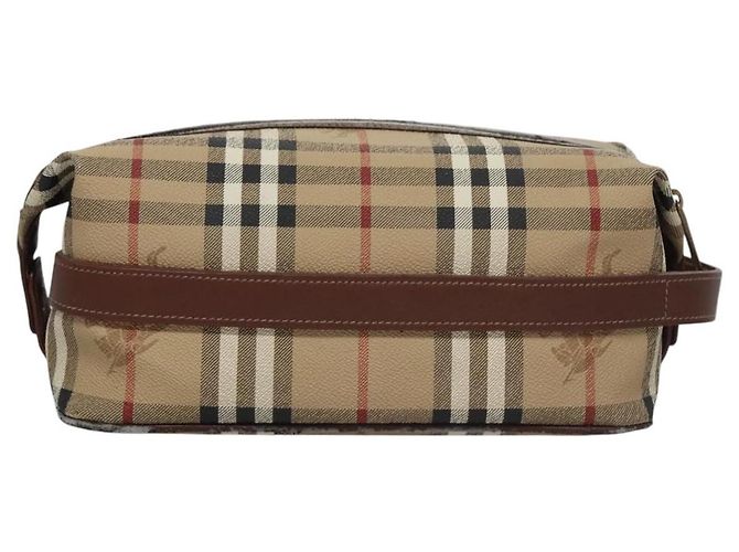 Autre Marque Borsa a mano in PVC pelle beige Burberrys Nova Check Auth BD815 - vista 2