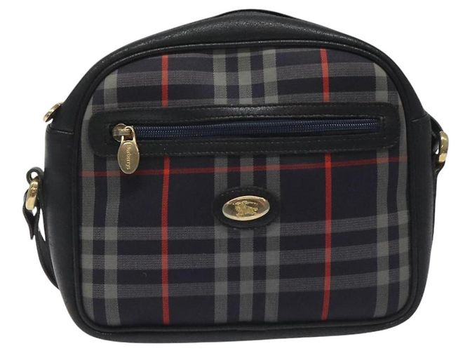 Autre Marque Borsa a Spalla Burberrys in Tela e Pelle Blu Navy Oro Auth JB067 D'oro - vista 13