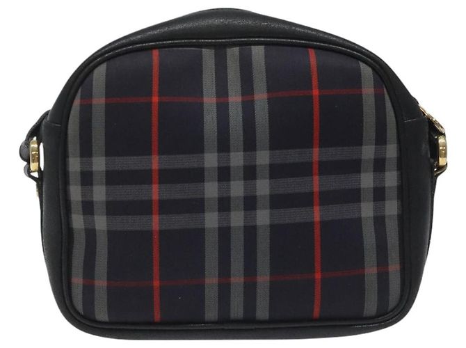 Autre Marque Borsa a Spalla Burberrys in Tela e Pelle Blu Navy Oro Auth JB067 D'oro - vista 2