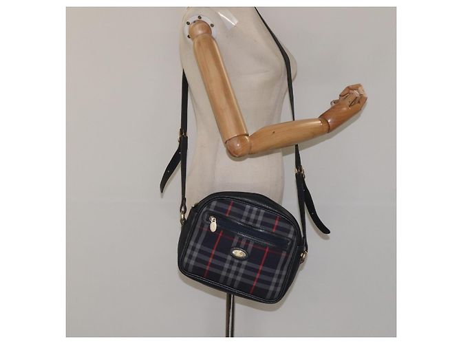 Autre Marque Borsa a Spalla Burberrys in Tela e Pelle Blu Navy Oro Auth JB067 D'oro - vista 23