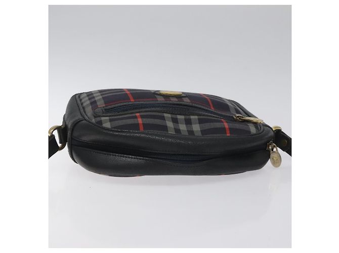Autre Marque Borsa a Spalla Burberrys in Tela e Pelle Blu Navy Oro Auth JB067 D'oro - vista 6