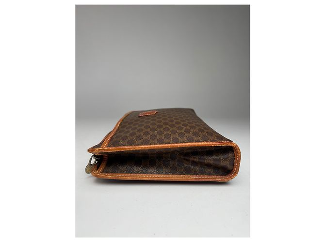 Triomphe Céline Clutch in pelle monogramma vintage Celine Paris marrone - vista 3