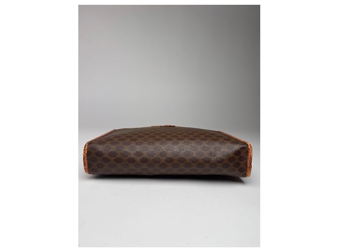 Triomphe Céline Clutch in pelle monogramma vintage Celine Paris marrone - vista 4