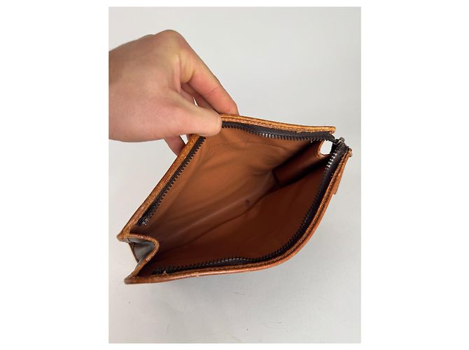 Triomphe Céline Clutch in pelle monogramma vintage Celine Paris marrone - vista 5
