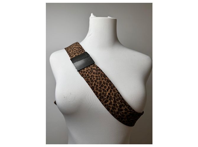 Marsupio vintage Bottega Veneta leopardato marrone - vista 2