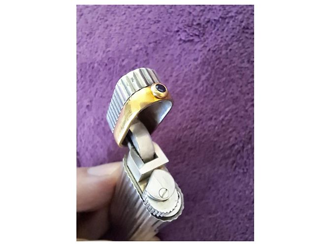 Cartier Accendino in argento, zaffiro e oro D'oro - vista 17