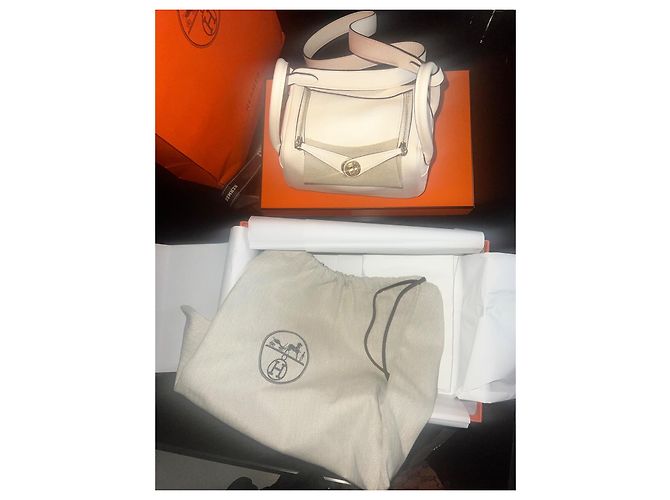 Hermès Mini lindy 2025 weiß gebrochen nata Farbe makellos Aus weiß - Ansicht 12