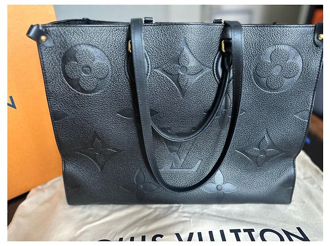 Louis Vuitton OnTheGo GM Borsa Tote in Pelle Nera Monogramma Nero - vista 2