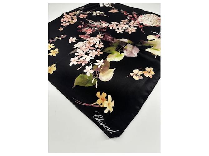 Chopard Seidentuch Blumen auf Schwarz Mehrfarben - Ansicht 5