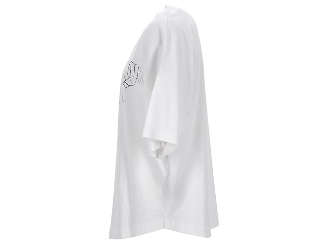 Camiseta oversized em algodão branco com ilustração do logo Palm Angels Cru - vista 2