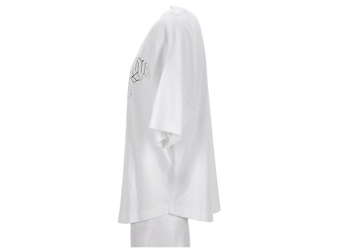 Camiseta oversized em algodão branco com ilustração do logo Palm Angels Cru - vista 8