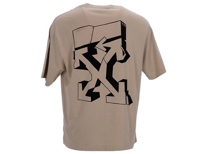 Off White Off-White Graffiti Arrows Logo T-Shirt in Beige Cotton - view 3