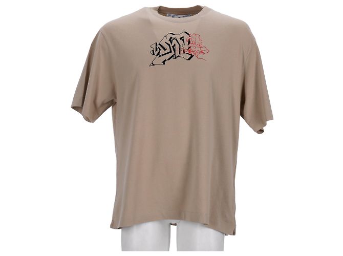 Off White Off-White Graffiti Arrows Logo T-Shirt in Beige Cotton - view 7