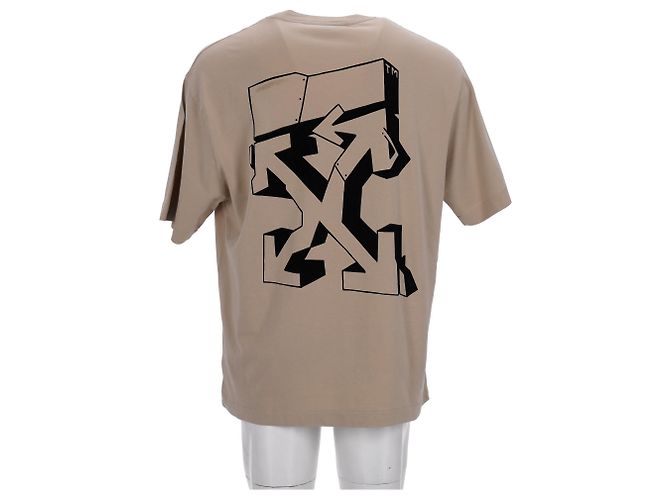 Off White Off-White Graffiti Arrows Logo T-Shirt in Beige Cotton - view 9
