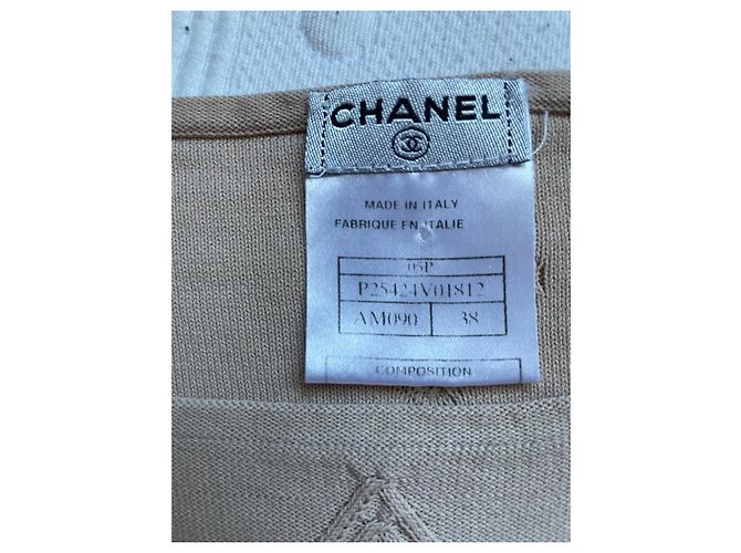 Top Chanel con monogramma logo CC beige - vista 6