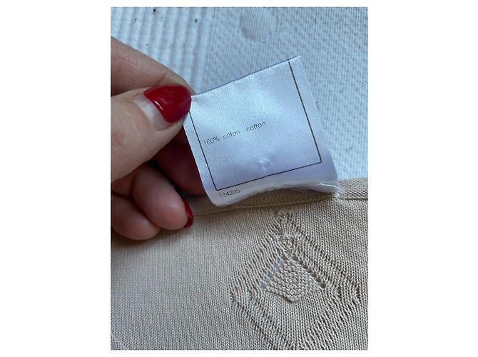 Top Chanel con monogramma logo CC beige - vista 7