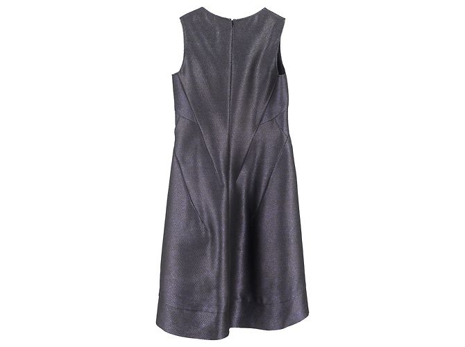 Jil Sander Midi-Kleid mit Rundhalsausschnitt aus metallisch grauem Polyester - Ansicht 2