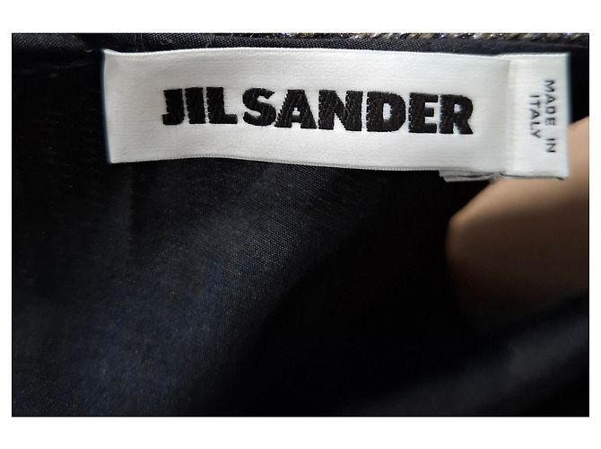 Jil Sander Midi-Kleid mit Rundhalsausschnitt aus metallisch grauem Polyester - Ansicht 3