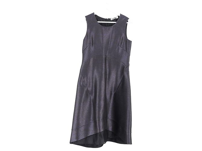 Jil Sander Midi-Kleid mit Rundhalsausschnitt aus metallisch grauem Polyester - Ansicht 4