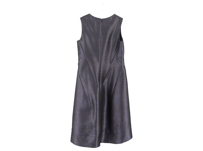 Jil Sander Midi-Kleid mit Rundhalsausschnitt aus metallisch grauem Polyester - Ansicht 5
