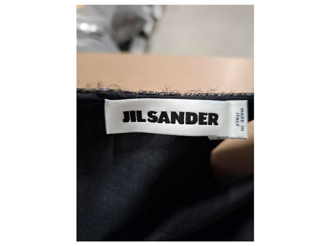 Jil Sander Midi-Kleid mit Rundhalsausschnitt aus metallisch grauem Polyester - Ansicht 6