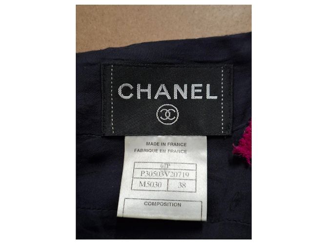 Vestido mini de tweed a cuadros con volantes en algodón gris y rosa de Chanel - vista 6