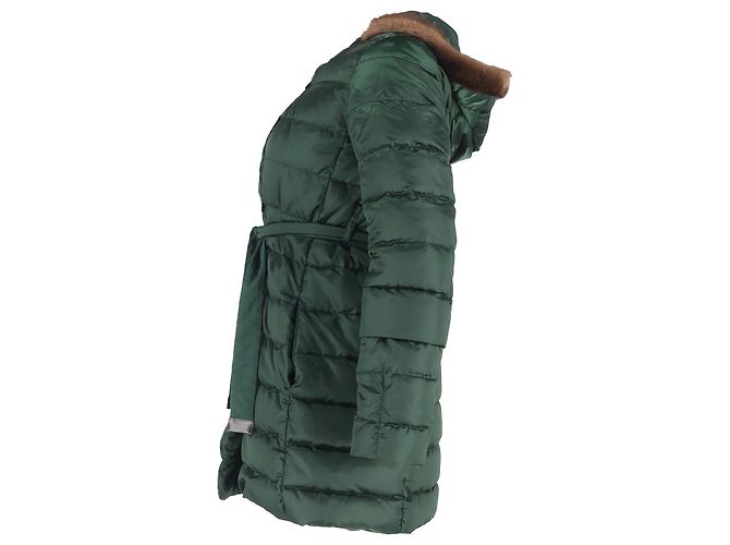 Jaqueta de down verde em poliamida com cinto e acabamento em pele de Max Mara Verde oliva - vista 2